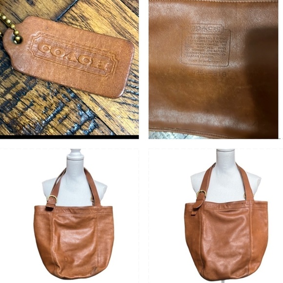 VTG COACH tote bucket bag naturally aged brown leather DYI beauty flawed gem - Picture 8 of 17